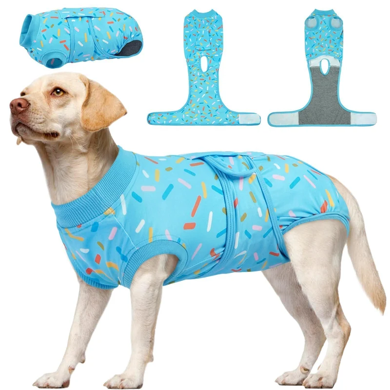 Kuoser Combinaison post-op pour chien – Vêtement récupération confortable (Bleu)