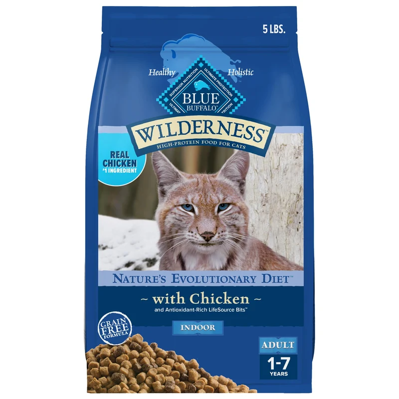 Blue Wilderness — Croquettes naturelles pour chat adulte, hautes protéines, sans céréales, poulet, sachet de 2,27 kg