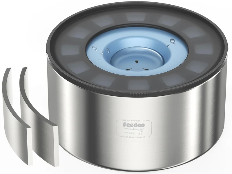 Feedoo Bol d’Eau 1 Galon Sans Déversement pour Chiens – Acier Inox Double Paroi, Couvercle Anti-Éclaboussures et Disque Flottant