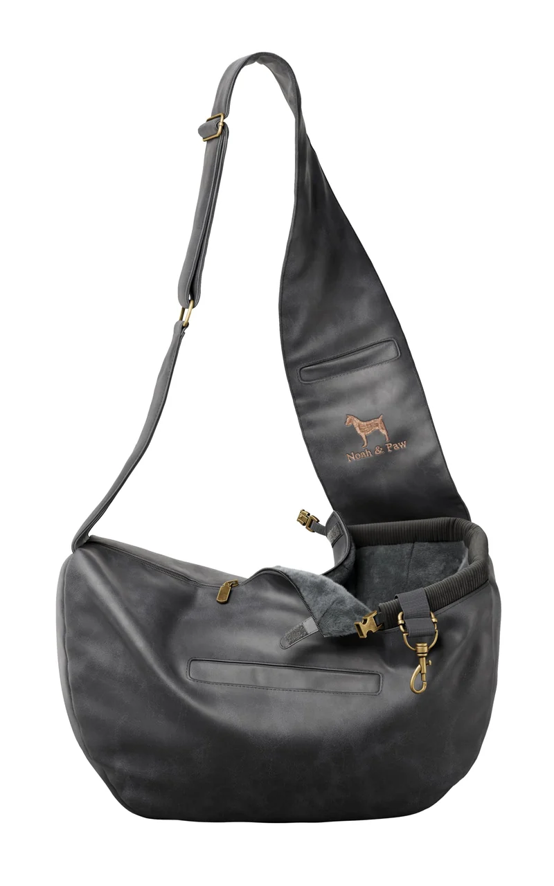 NOAH & PAW Sac-portage pour petit chien 1,5-4,5 kg — Porte-chien en cuir végan, sécurité triple, lavable en machine