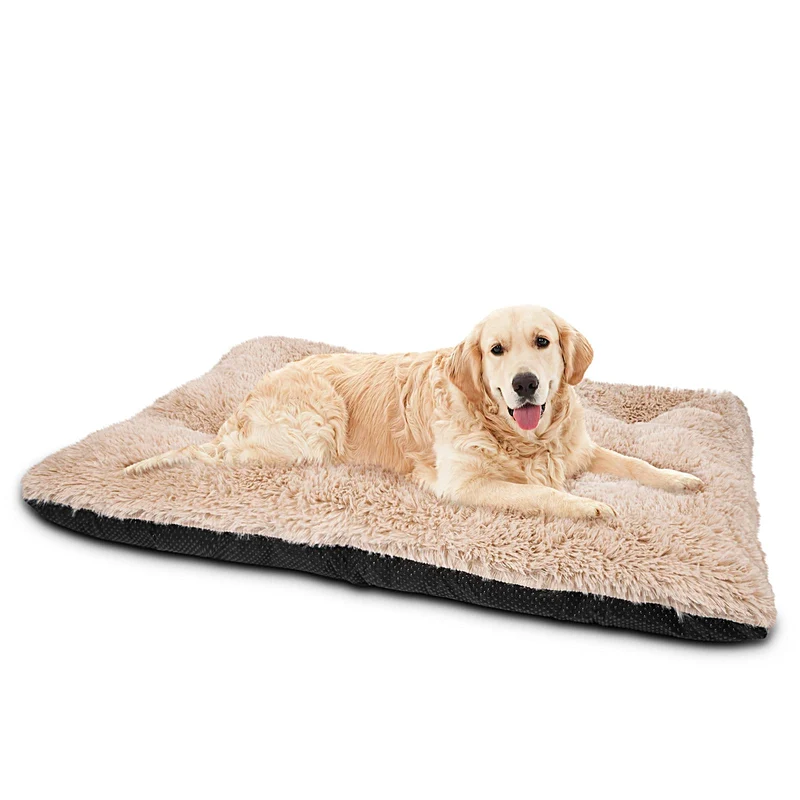 JOEJOY Grand Lit Chien – Panier Plush Lavable 40 po x 27 po Beige, Antiderapant et Entretien Facile