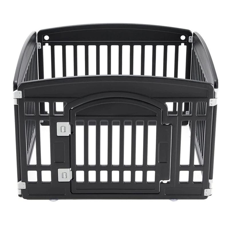NEWBULIG Parc pour chien à 4 panneaux – 24 po, porte sécurisée, usage intérieur/extérieur