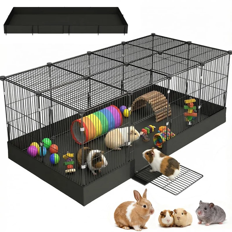 SNAAT Cage Cobaye et Lapin – Enclos Modulaire Étanche avec Porte