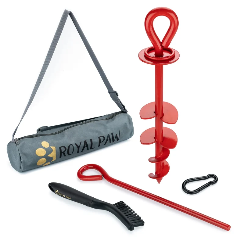 ROYAL PAW Attache-Chien pour corde de retenue – Jusqu’à 210 lb – Ancre robuste rouge cramoisi (1 pièce)