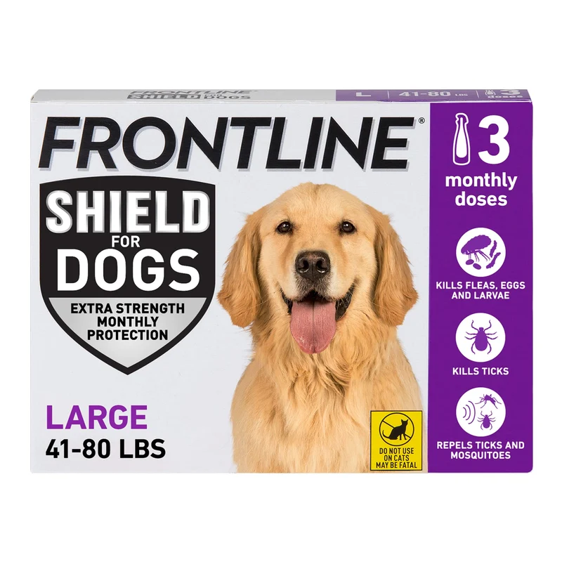 FRONTLINE Shield pour chiens de grande taille 41-80 lb – Traitement puces et tiques (3 ×)
