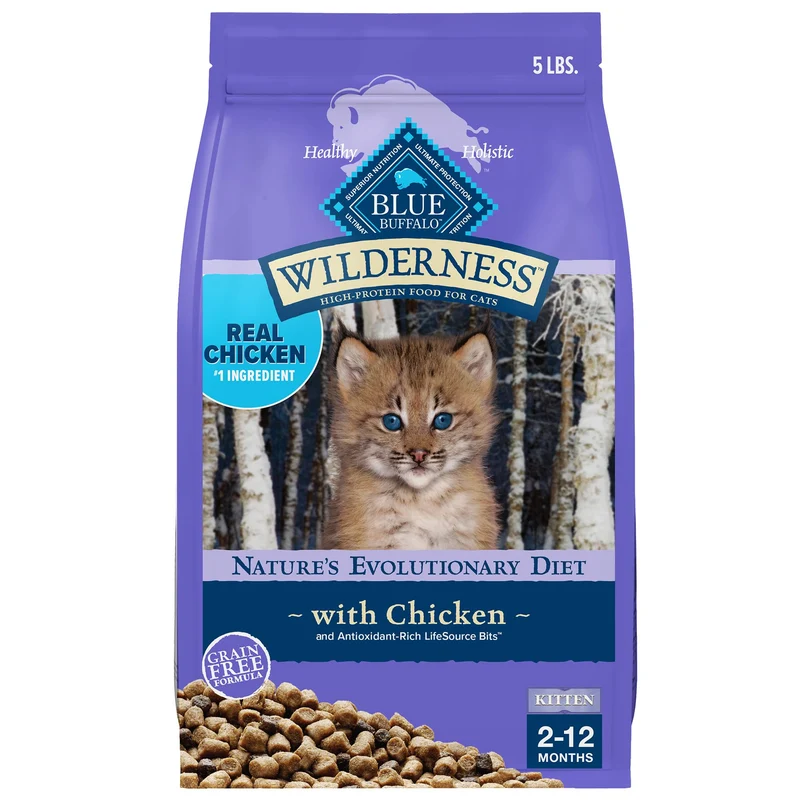Blue Buffalo Wilderness – Nourriture chaton naturelle au poulet, DHA & ARA, Sans céréales, Haute-protéine, 5 lb