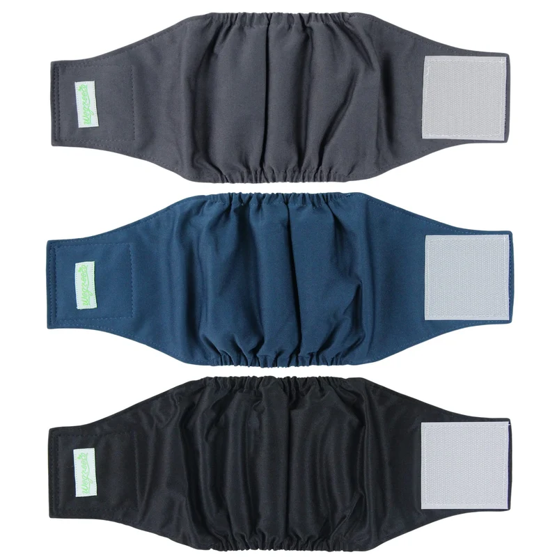 wegreeco Couches lavables pour chien mâle – lot de 3 (Noir, Charbon, Bleu nuit), taille moyenne