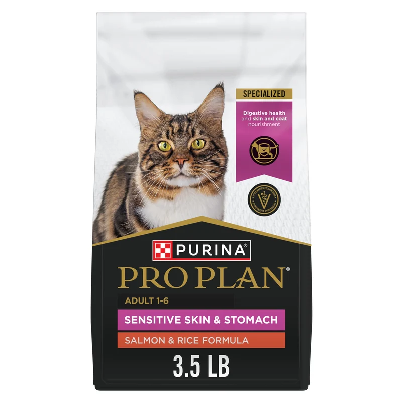 Purina Pro Plan Sensibilité Peau et Estomac — Croquettes Saumon et Riz pour Chat Adulte (3,5 lb)