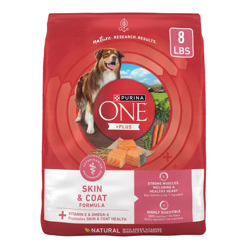 Purina ONE – Nourriture sèche naturelle pour chiens estomac sensible +Plus Peau et Pelage, saumon réel, sac de 8 lb