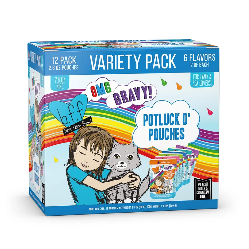 Weruva B.F.F. OMG: Variété Potluck en Sachets 2,8oz (Pack de 12) pour Chat