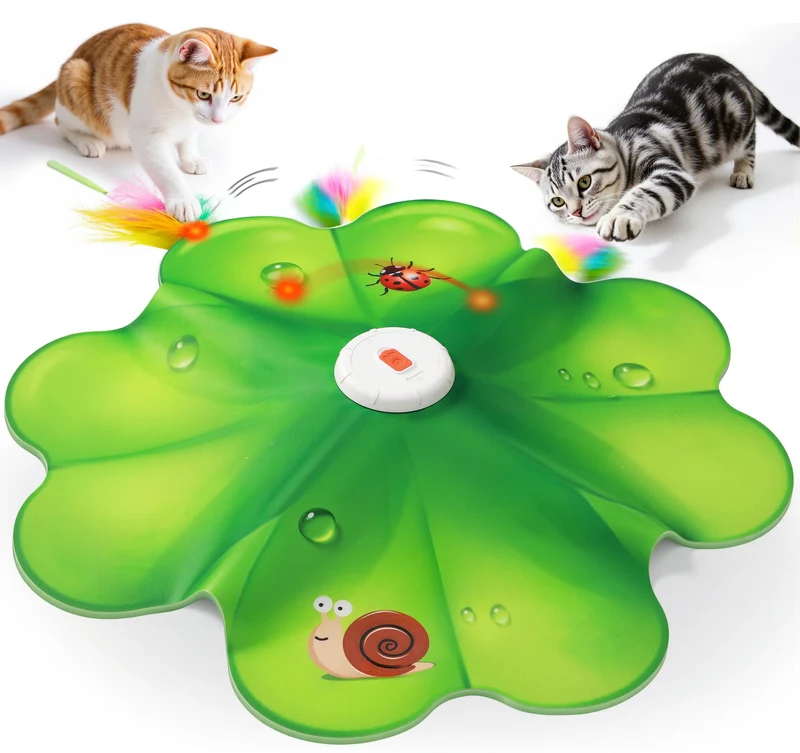FEELNEEDY Jouet Chat Rechargeable 2 en 1 : Cache-cache LED Rouge et Plumes