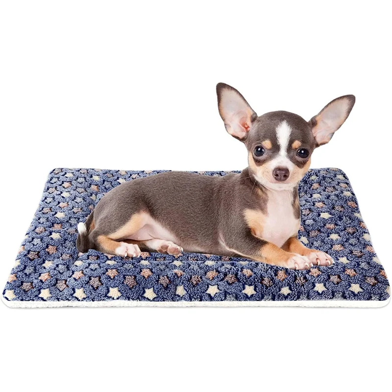 Mora Pets Tapis Doux pour Cage – 21x12 po Bleu Foncé, Réversible et Lavable