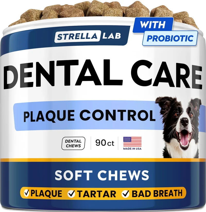 STRELLALAB – Friandises Dentaires Avancées pour Chiens et Rafraîchisseur d’Haleine – 90 Friandises