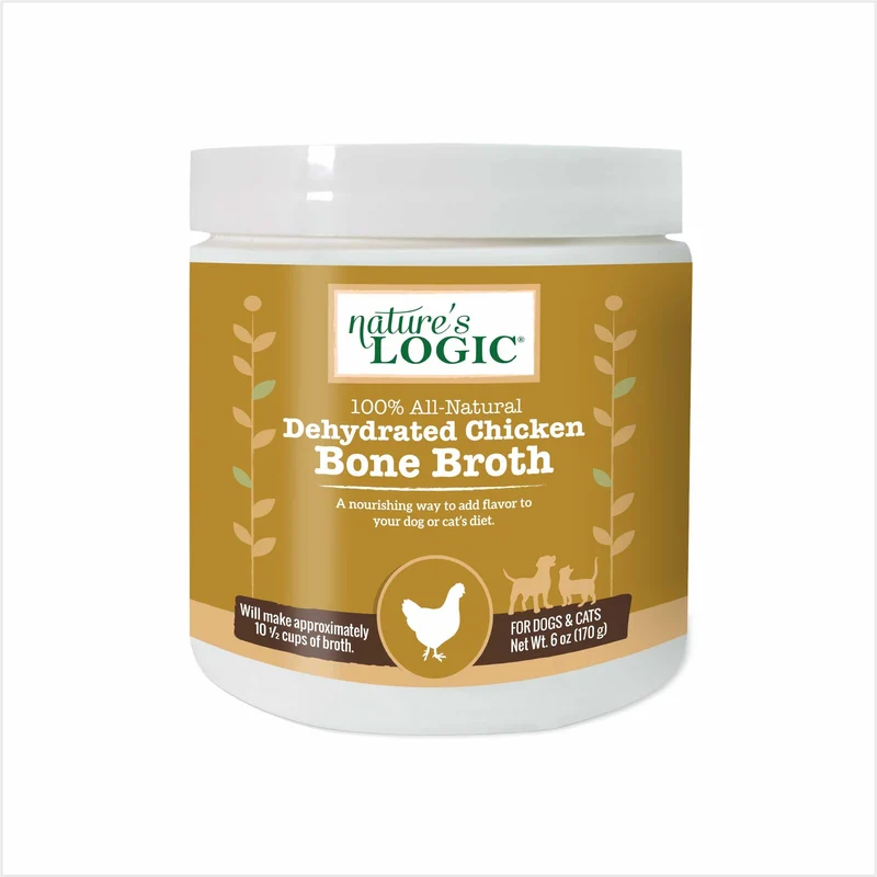 Nature's Logic Bouillon d'Os de Poulet Déshydraté – Poudre Topper pour Chiens et Chats, Sans Gluten, Riche en Glucosamine & Chondroïtine – 6oz