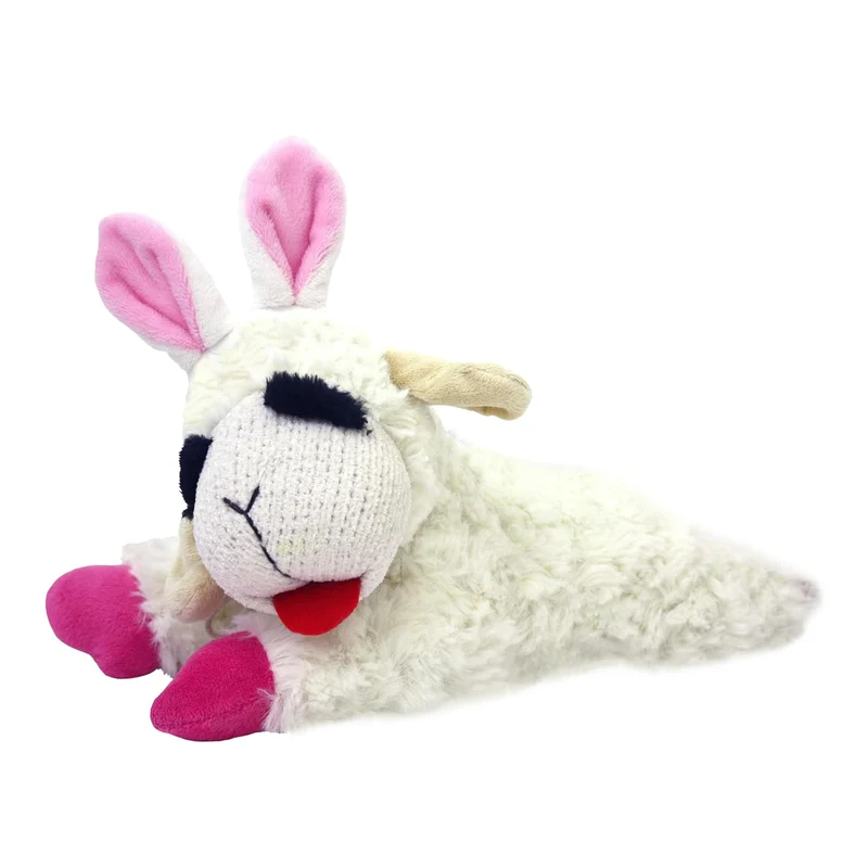 Multipet Lamb Chop – Jouet chien peluche 10 po, sifflet, licence officielle | Paques