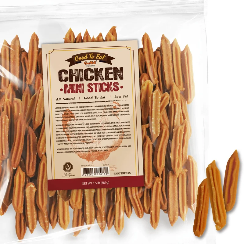 Gootoe Friandises pour chiens - Jerky de poulet premium, haute protéine, sans gluten, hypoallégenique, mini bouchées (1,5 lb)