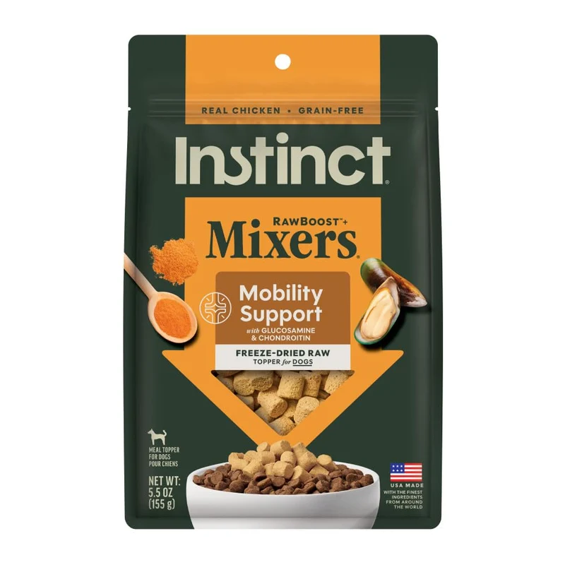 Instinct RawBoost Mélanges Fonctionnels Lyophilisés pour Chiens – Poulet Vrai, Sans Céréales, Soutien à la Mobilité – 156 g (5,5 oz)