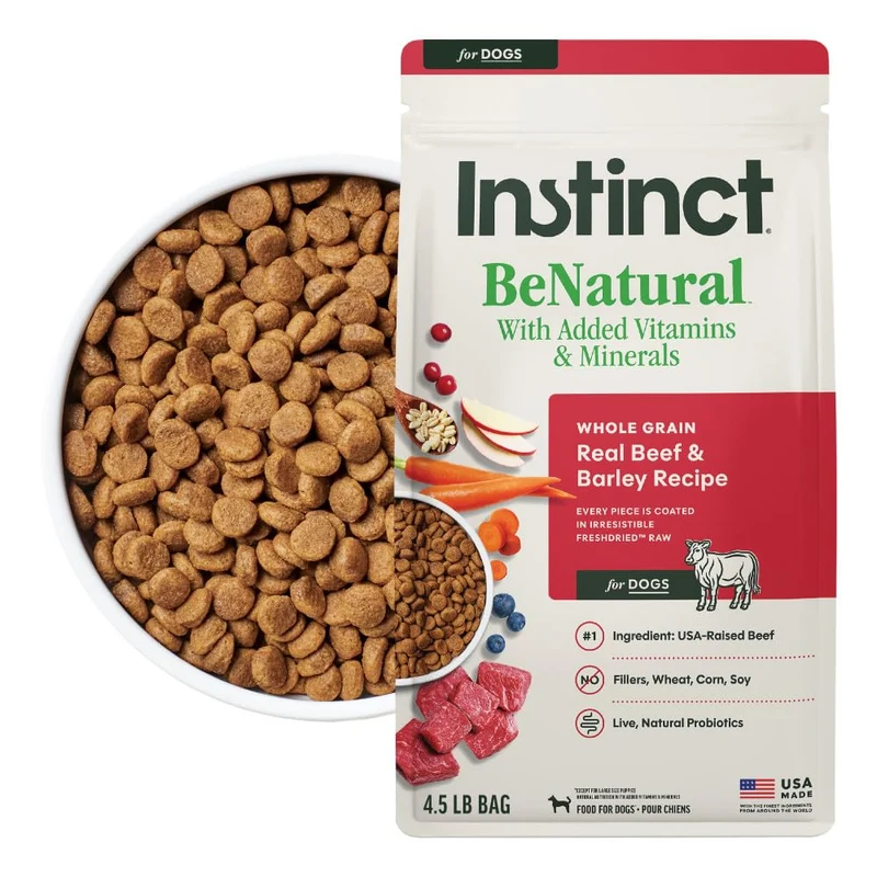 Instinct BeNatural — Nourriture sèche naturelle pour chien au bœuf réel et orge, 4,5 lb