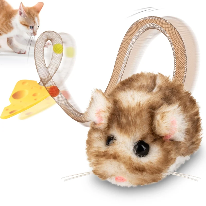 Migipaws MigiMouse : Jouet Chat 360° – Roulement, Rotation, Peluche Douce et Queue Maille