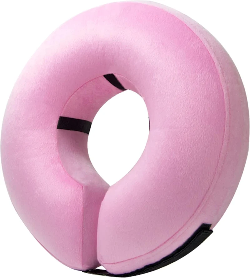 BENCMATE Collier gonflable doux – collier en forme de beignet pour chiens et chats (Taille Large+) Rose, après chirurgie