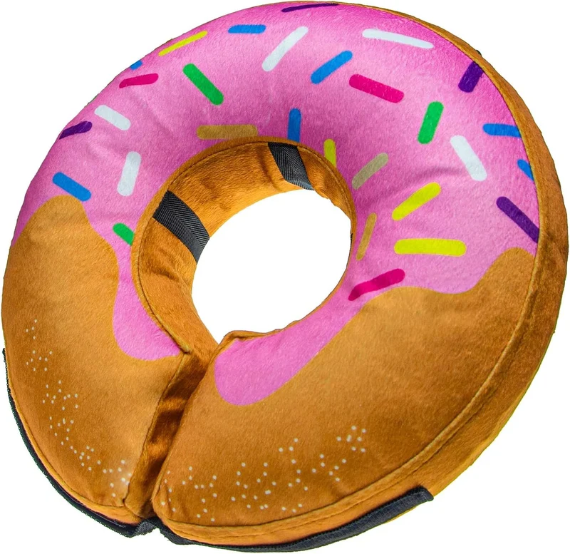 BENCMATE Collier Conique Gonflable Donut Fraise – Confort Doux Pour Chiens et Chats (Grand+)