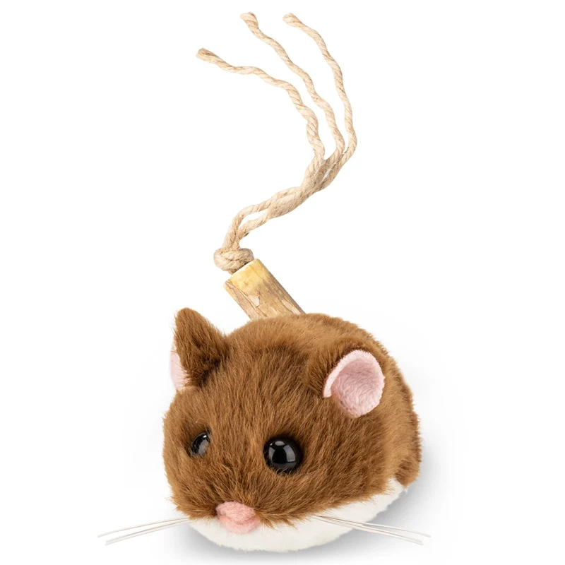 Migipaws Migimouse — Jouet chat interactif 360° avec queue bougeante et crissement réaliste (Rechargeable, brun)