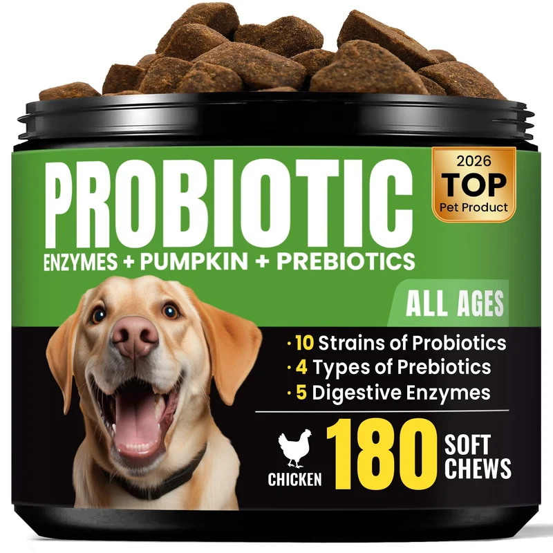 BuddyCheer Probiotiques pour Chiens – Digestion, Selles Formées, Gaz, Peau et Haleine Fraîche – 180 bouchées