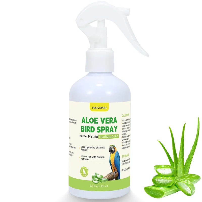 Provspro Aloe Vera Spray pour Oiseaux – Hydrate le plumage, apaise la peau sèche, soutient la mue, soin doux et sûr, sans odeur