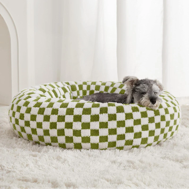 BFPETHOME Donut Lit pour Chien Petit – 20 pouces, Vert, Anti-Glisse, Lavable