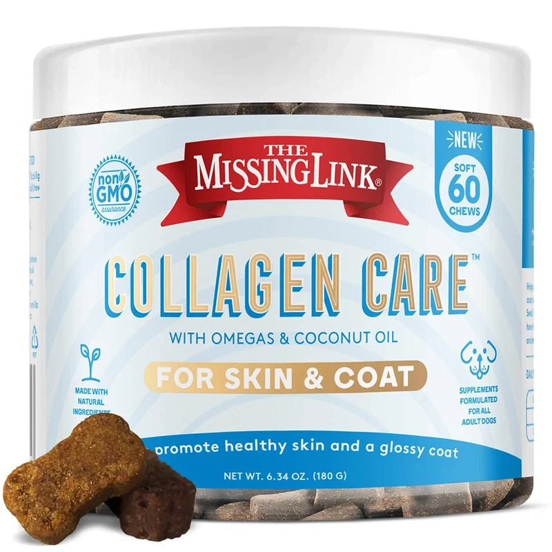 The Missing Link Collagen Care – Bouchées molles pour chien (60 ct) Peau saine, pelage brillant et ongles forts