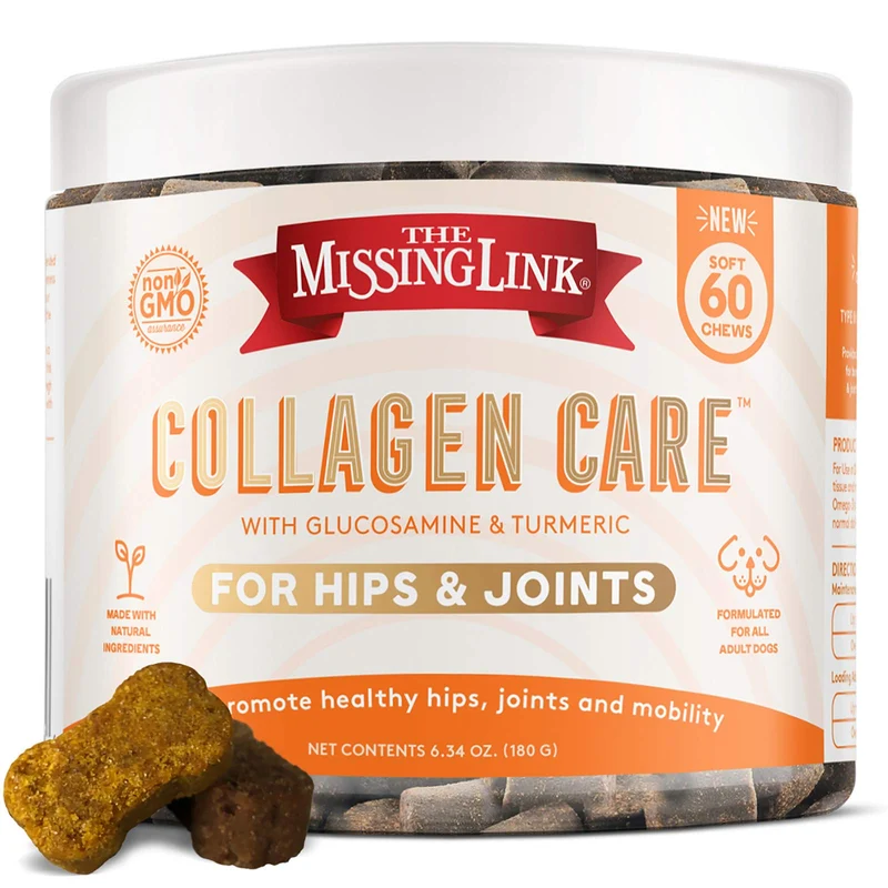 The Missing Link Collagen Care – Friandises molles pour hanches et articulations des chiens, 60 friandises