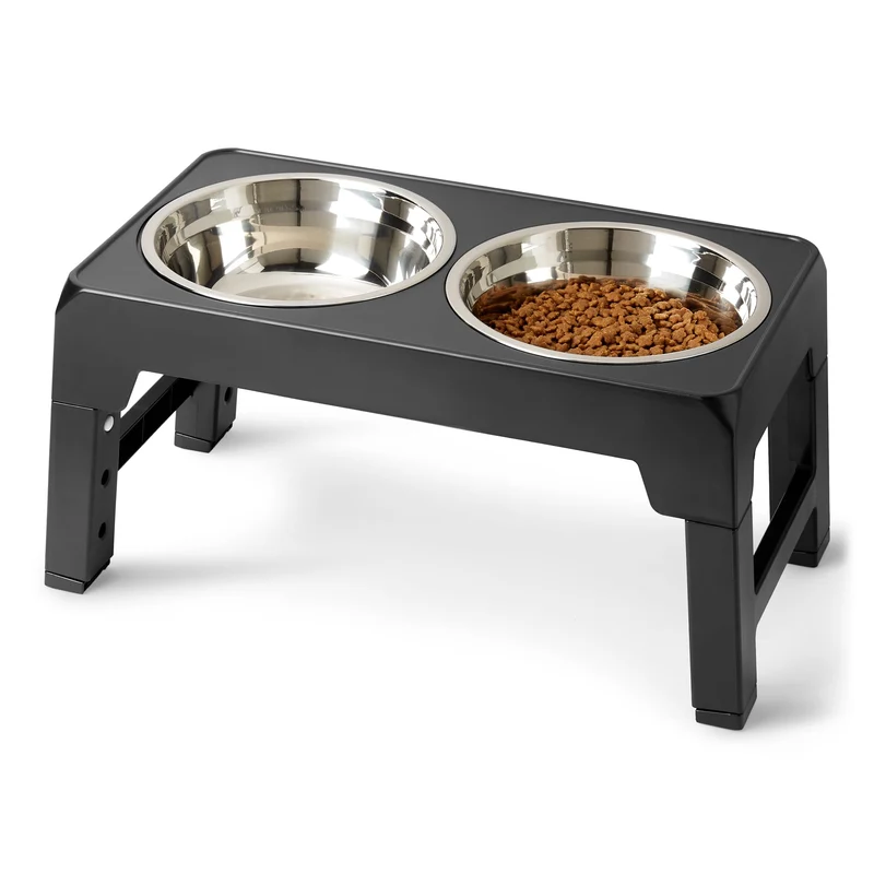 Amazon Basics Support Élevé pour Chien — Hauteur Ajustable, Bols Inox, Base Anti-Glisse