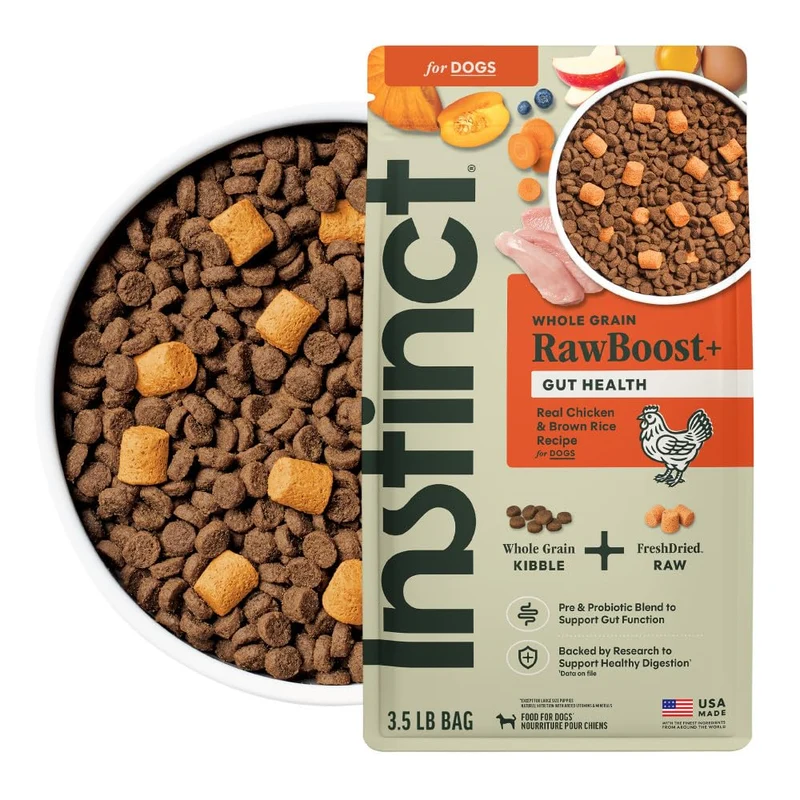 Instinct RawBoost Santé Digestive — Nourriture Sèche pour Chien au Poulet et Riz Brun, 3,5 lb