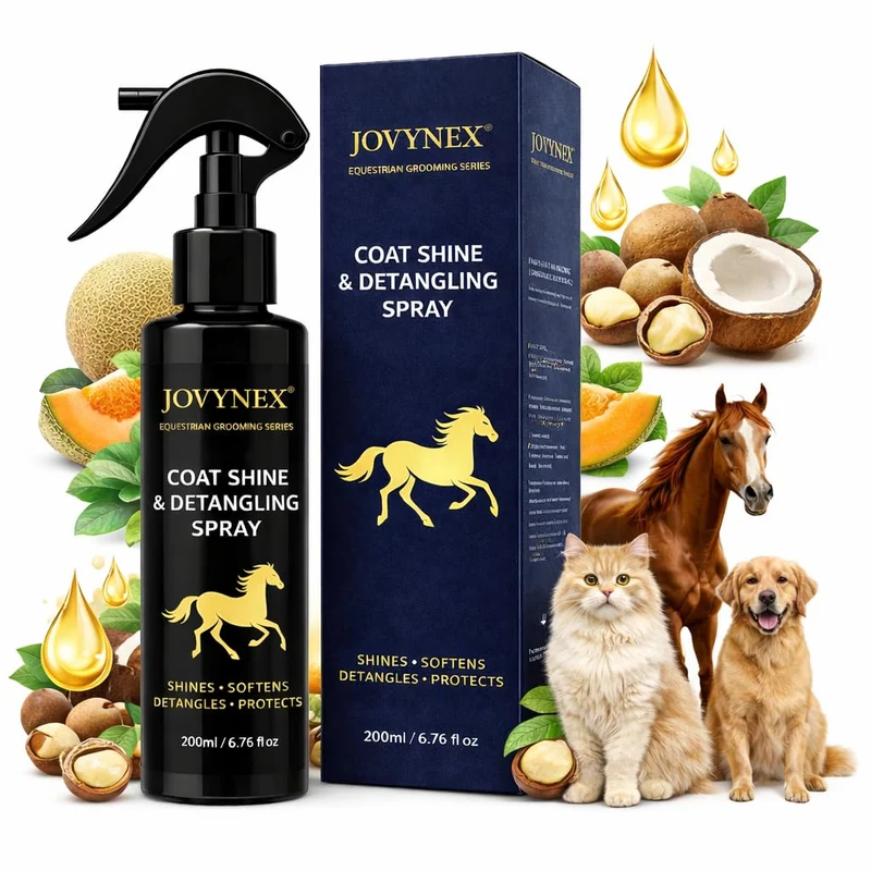 JOVYNEX Spray Démêlant pour Chiens – 200 ml, Soin Sans Rinçage, Brillance Durable et Parfum Fruité Naturel