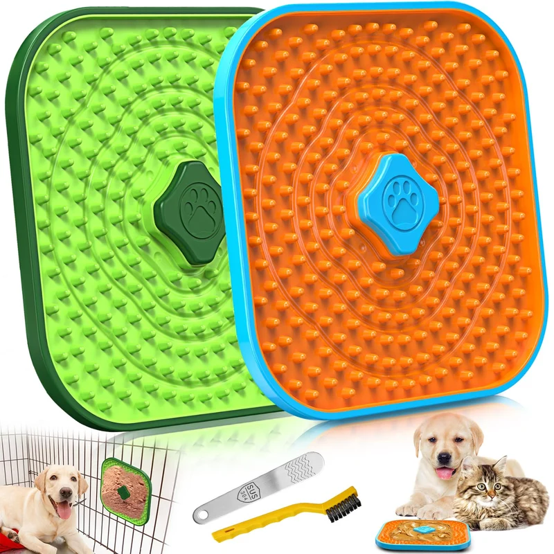 Hopet Tapis de Léchage pour Chien — Ralentisseur Alimentaire et Utilisable en Cage (2 pièces)