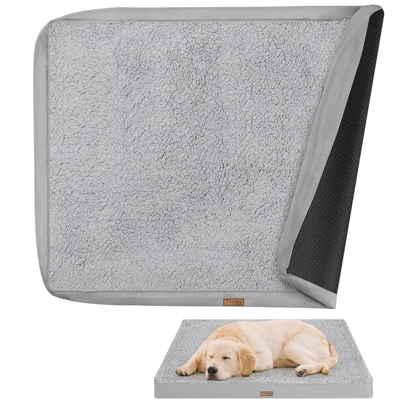 Housse de lit pour chien Tivray gris – 41x27x3 po, fermeture éclair trois côtés, imperméable