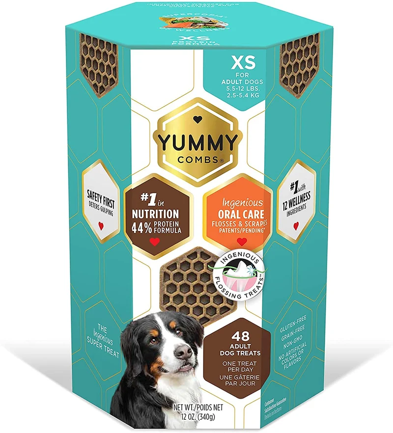 Yummy Combs Friandise Dentaire pour Chien – Extra Petit, Formule Protéinée – Carton 12 oz