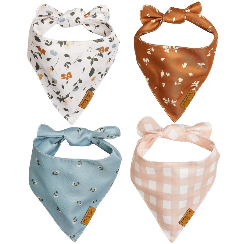 Remy+Roo Bandanas Chien Emily – Lot 4, Motifs Floraux Tendance, Ajustables et Durables