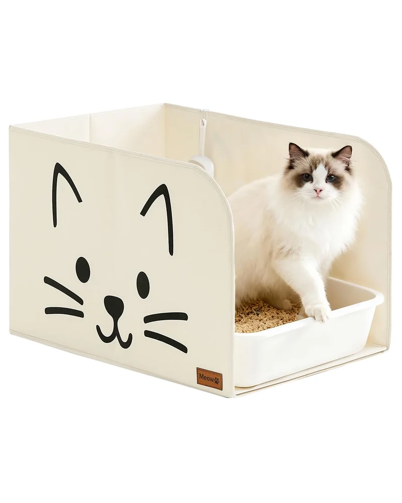 Qozary Enclos Litière pour Chats – Étanche, Facile à Nettoyer, 2 Crochets Inclus