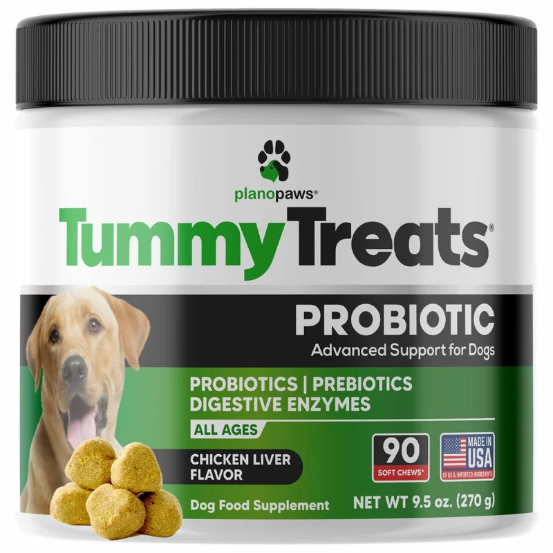 Planopaws Probiotiques pour Chiens – Bouchées digestives au poulet avec prébiotiques et enzymes