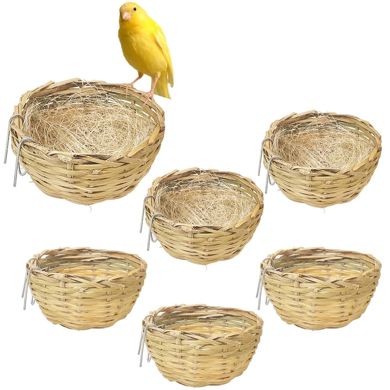 VCEPJH: 6 nids en bambou faits main pour petits oiseaux