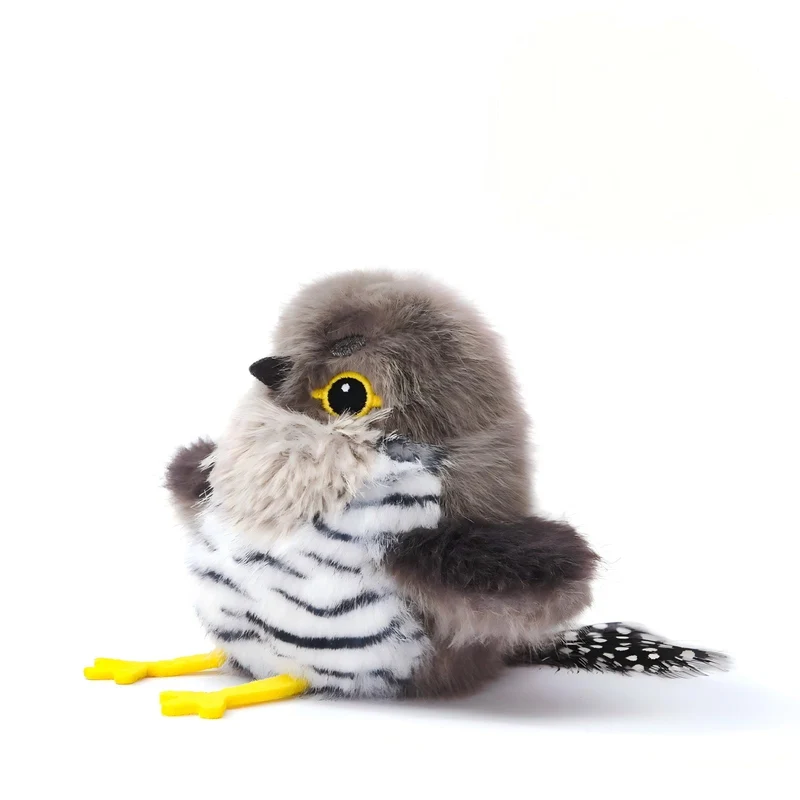 Petgravity Oiseau battant pour chat sans vol — Jouet réaliste avec gazouillis et activation tactile — Rechargeable USB et herbe à chat — Pour tous les félins 5,1 pouces Gris