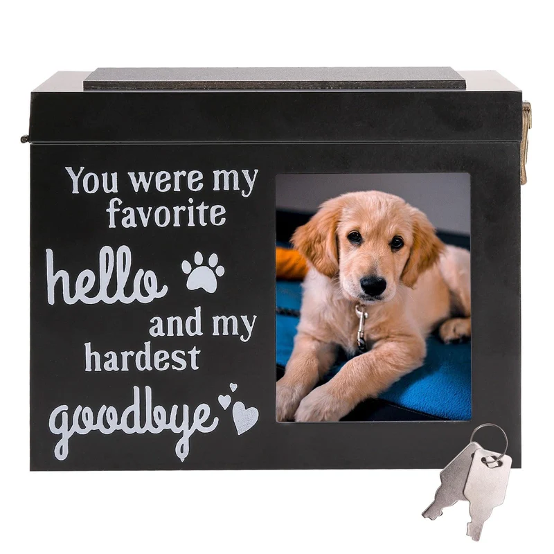 Mamboinnoping – Urne pour chiens et chats avec cadre photo en bois noir