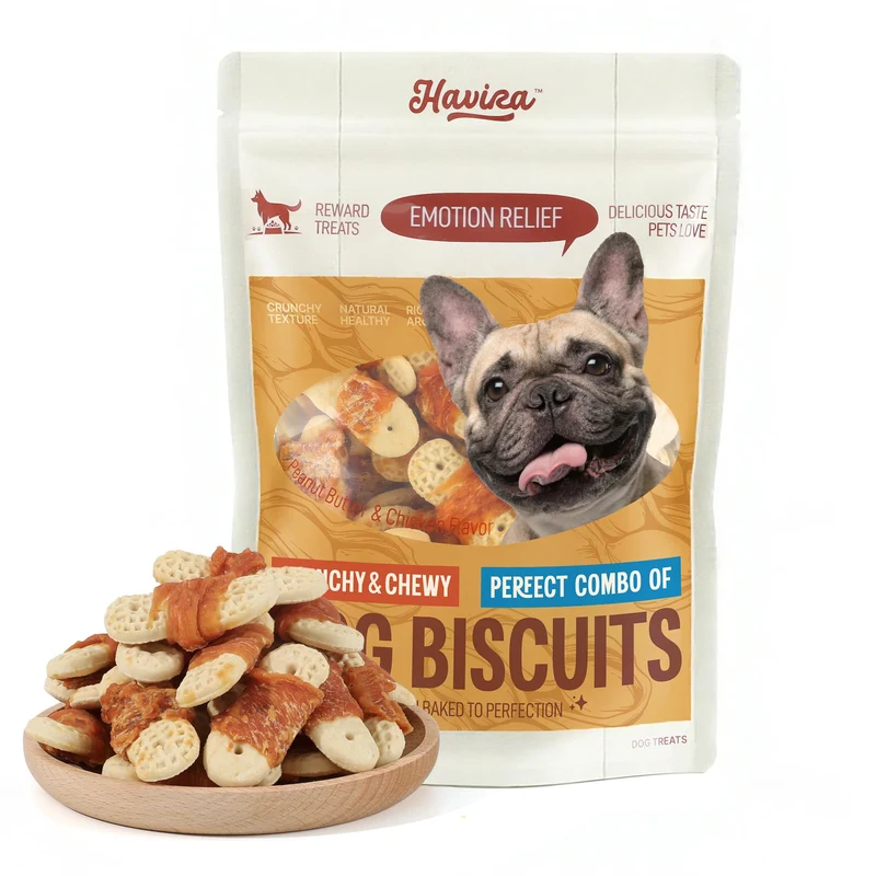 Havira Biscuits enveloppés au poulet pour chiens – friandises croquantes sans cuir, saveur beurre de cacahuète (16 oz)