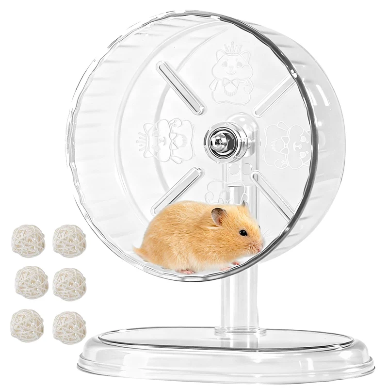 Roue d'Exercice Silencieuse Acsist pour Hamster – 8,3 pouces, Hauteur Reglable, Transparent