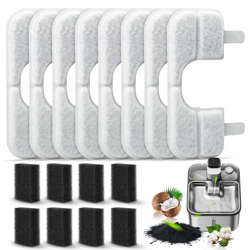Fenkabs – 8 packs de filtres et éponges pour Fontaine à chat Qinliy Q108 123oz / 3,5 L