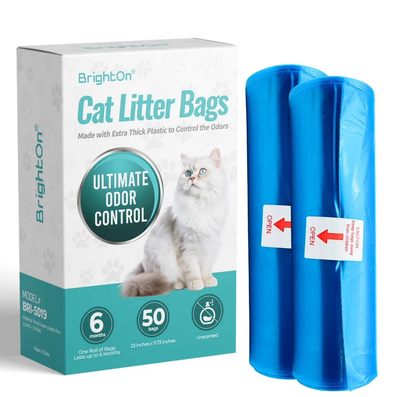 BrightOn Sacs Litière Refills pour Genie Easy Roll – Contrôle des Odeurs Sans Parfum (50 Sacs / 2 Rouleaux)
