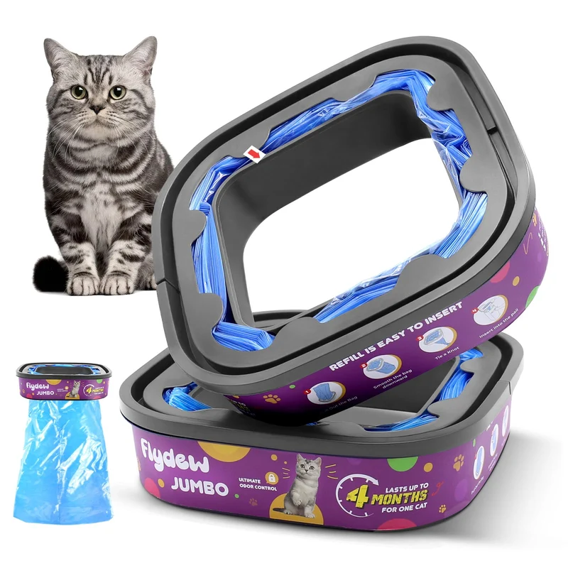 Flydew Sacs de remplissage Cat Genie – Standard/Plus/XL+, pack de 2, jusqu’à 8 mois, Contrôle des odeurs EVOH
