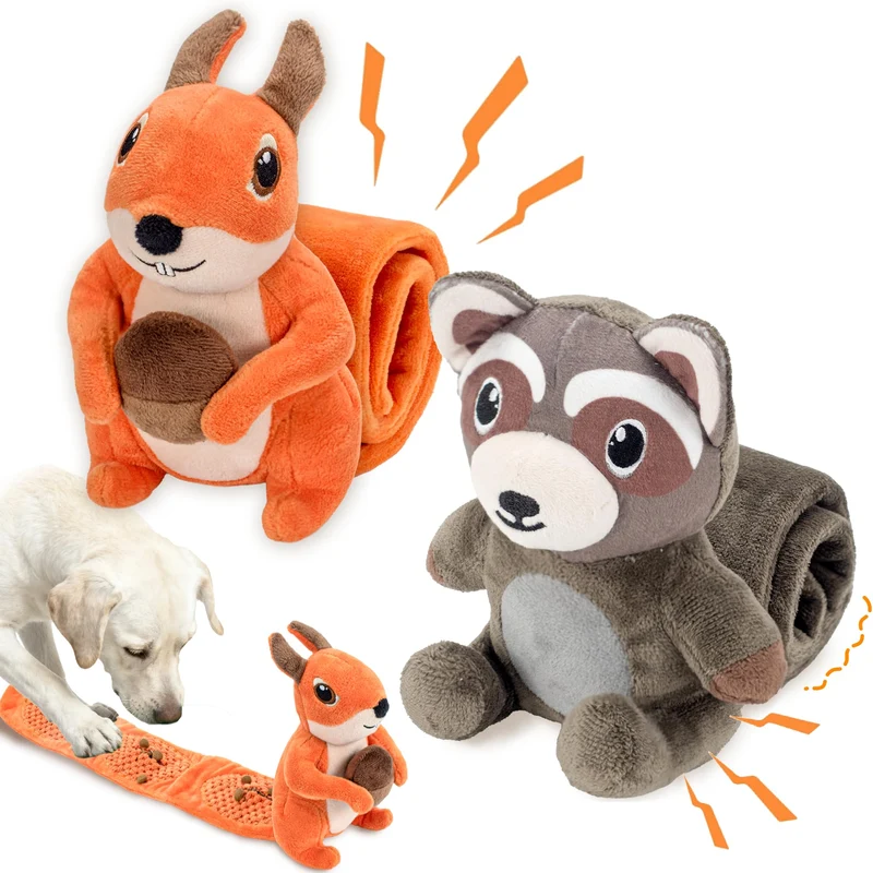 LECHONG – Lot de 2 Jouets Chien Peluche Sifflet Puzzle Reniflage 23 Pouces – Tir et Cache-Gourmandises