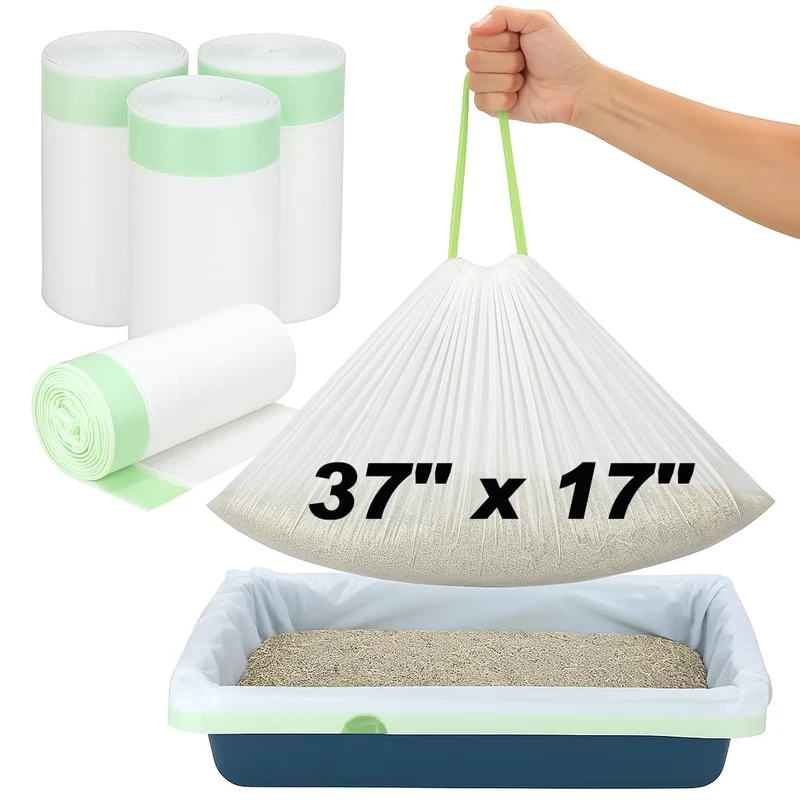 AUXMOTEC Sacs Litière XXL 37-17 pouces – 40 Sacs avec Cordon, Ultra-épais et Étanches